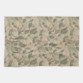 Linge De Cuisine Motif de feuille botanique vert rustique (Horizontal)