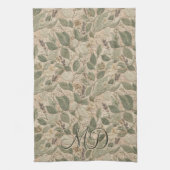 Linge De Cuisine Motif de feuille botanique vert rustique (Vertical)