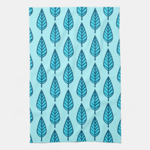 Linge De Cuisine Motif de feuille de hêtre - Nuances de bleu ciel