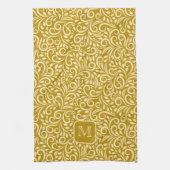 Linge De Cuisine Motif de feuille florale Monogramme personnalisé (Vertical)