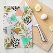 Linge De Cuisine Motif de feuille géométrique Tropical Abstrait (Quart Plié)