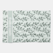 Linge De Cuisine Motif de feuille verte végétale personnalisée (Horizontal)