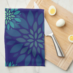 Linge De Cuisine Motif de feuilles florales bleu marine et vert mod