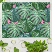 Linge De Cuisine Motif de feuilles tropicales vertes exotiques (Plié)