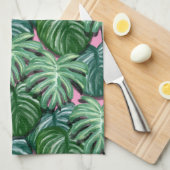 Linge De Cuisine Motif de feuilles tropicales vertes exotiques (Quart Plié)