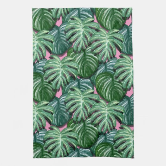 Linge De Cuisine Motif de feuilles tropicales vertes exotiques (Vertical)