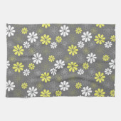 Linge De Cuisine Motif de fleur gris et jaune (Horizontal)