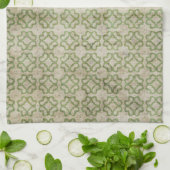 Linge De Cuisine Motif de fleur grunge vert (Plié)