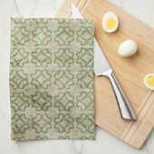 Linge De Cuisine Motif de fleur grunge vert (Quart Plié)