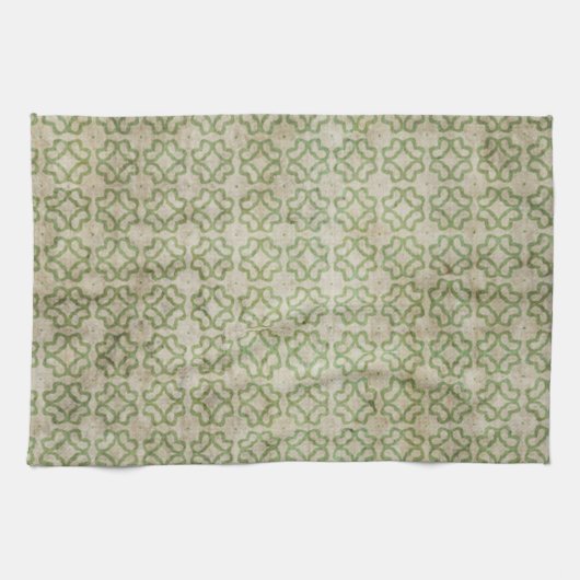 Linge De Cuisine Motif de fleur grunge vert (Horizontal)