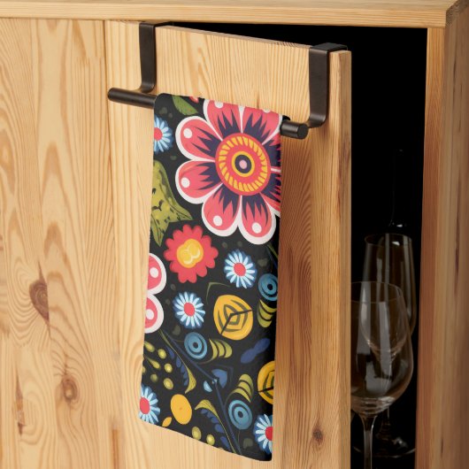 Linge De Cuisine Motif de fleurs (Pliage en tiers)
