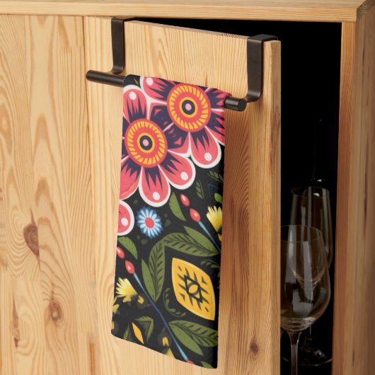 Linge De Cuisine Motif de fleurs (Pliage en tiers)