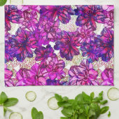 Linge De Cuisine Motif de fleurs abstrait de rose et de pourpre (Plié)