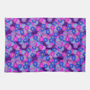 Linge De Cuisine Motif de fleurs Art Déco - violet, bleu et violet