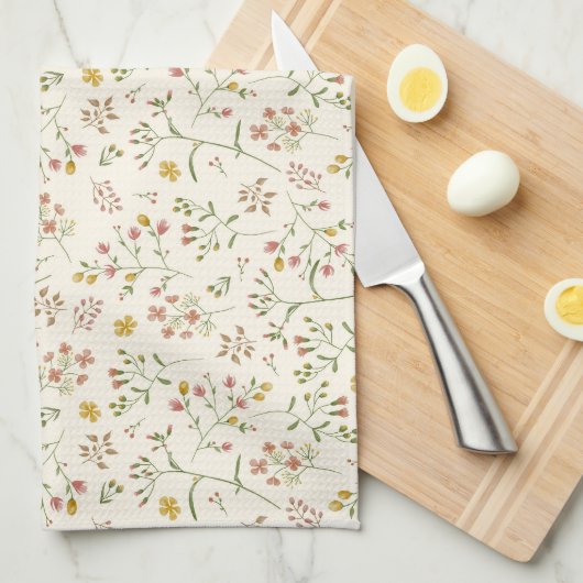 Linge De Cuisine Motif de fleurs d'aquarelle (Quart Plié)