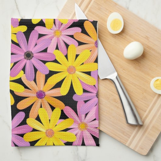 Linge De Cuisine Motif de fleurs de Gerbera, arrière - plan (Quart Plié)