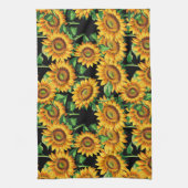 Linge De Cuisine Motif de fleurs de tournesol noir (Vertical)