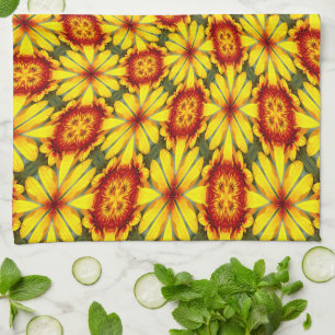 Linge De Cuisine Motif de fleurs d'or