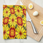 Linge De Cuisine Motif de fleurs d'or (Quart Plié)