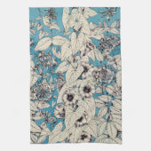 Linge De Cuisine Motif de fleurs en bleu blanc (Vertical)