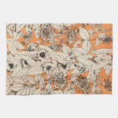 Linge De Cuisine Motif de fleurs graphiques blanches orange (Horizontal)