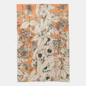 Linge De Cuisine Motif de fleurs graphiques blanches orange (Vertical)