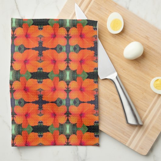 Linge De Cuisine Motif de fleurs Impatiens (Quart Plié)