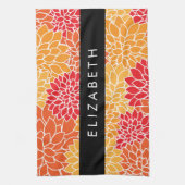 Linge De Cuisine Motif De Fleurs, Orange Dahlia, Votre Nom (Vertical)