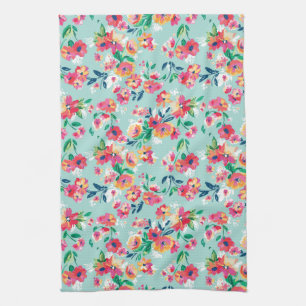 Linge De Cuisine Motif de fleurs peint