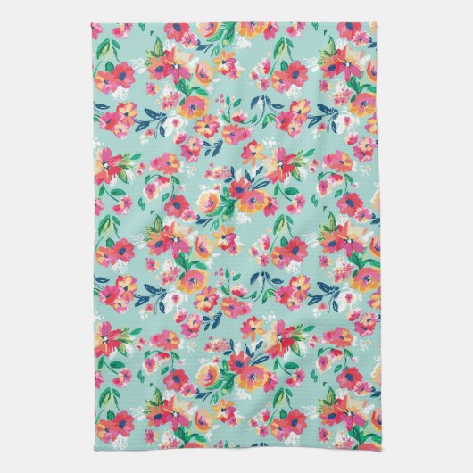 Linge De Cuisine Motif de fleurs peint (Vertical)