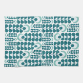 Linge De Cuisine Motif de fleurs sarcelle milieu de siècle (Horizontal)