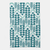 Linge De Cuisine Motif de fleurs sarcelle milieu de siècle (Vertical)
