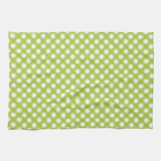 Linge De Cuisine Motif de fleurs vert et blanc (Horizontal)