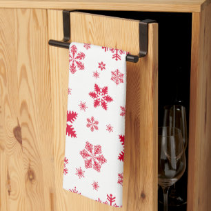 Linge De Cuisine Motif de flocon de neige, Flammes de neige rouges,