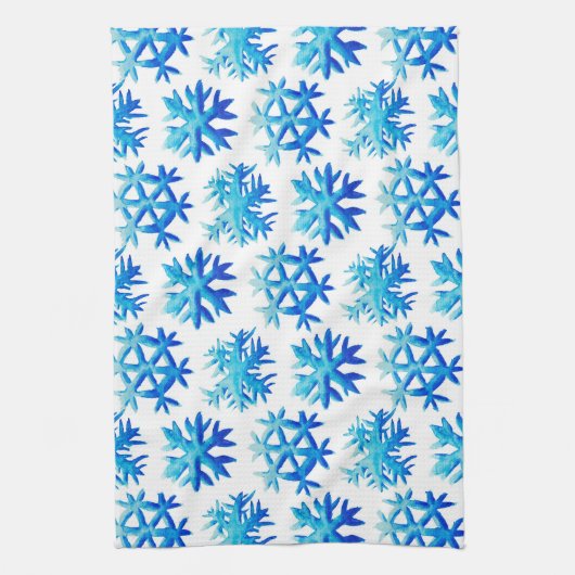 Linge De Cuisine Motif de flocons d'eau bleu (Vertical)