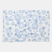 Linge De Cuisine Motif de flocons d'hiver bleu clair (Horizontal)