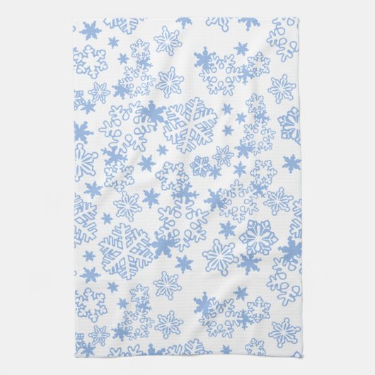 Linge De Cuisine Motif de flocons d'hiver bleu clair (Vertical)