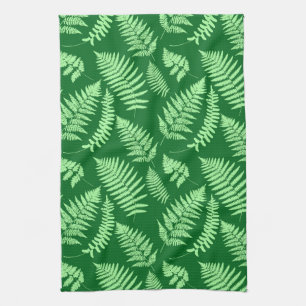 Linge De Cuisine Motif de fougère forestière, vert clair et foncé