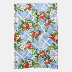 Linge De Cuisine Motif de fraise et feuille de charme - Vintage (2)
