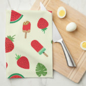 Linge De Cuisine Motif de fraises, de pastèques et de sicles (Quart Plié)