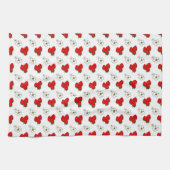 Linge De Cuisine Motif de fraises et fleurs rétro (Horizontal)