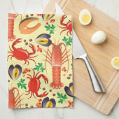 Linge De Cuisine Motif de fruits de mer (Quart Plié)