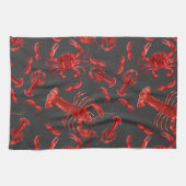 Linge De Cuisine Motif de fruits de mer Gris foncé Rustique langous (Horizontal)