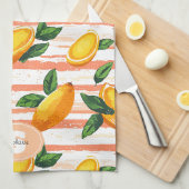 Linge De Cuisine Motif de fruits Mango avec Feuilles verts (Quart Plié)
