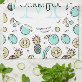 Linge De Cuisine Motif de fruits mignons Monogramme à thème d'été (Plié)