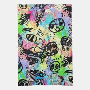 Linge De Cuisine Motif de graffiti urbain coloré (1)