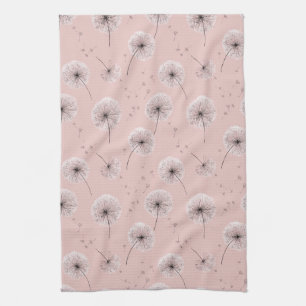 Linge De Cuisine Motif de graines de pissenlit minimaliste rose (1)