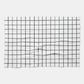 Linge De Cuisine Motif de grille blanc noir (Horizontal)