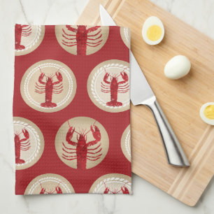 Linge De Cuisine Motif de homard rouge - Océan marin Nautique