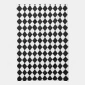 Linge De Cuisine Motif de Jacquard Diamant noir et blanc (Vertical)